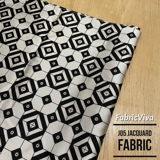 J05 Jacquard Fabric Black and White